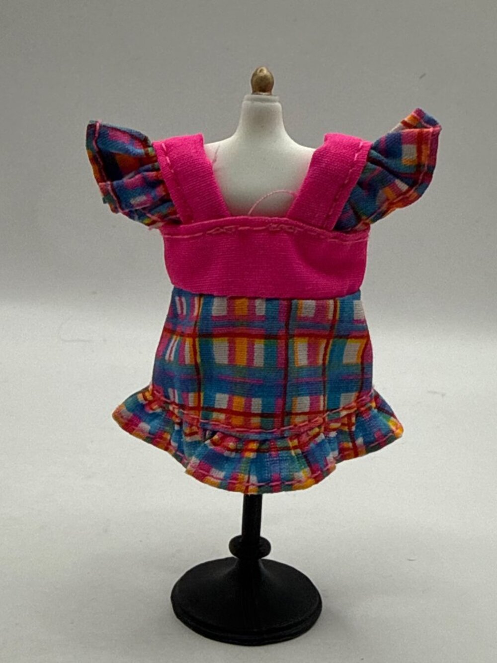 Vtg 1996 Barbie Kelly Doll Cute n Cool Plaid Dress Pink Bodice Ruffle Mini